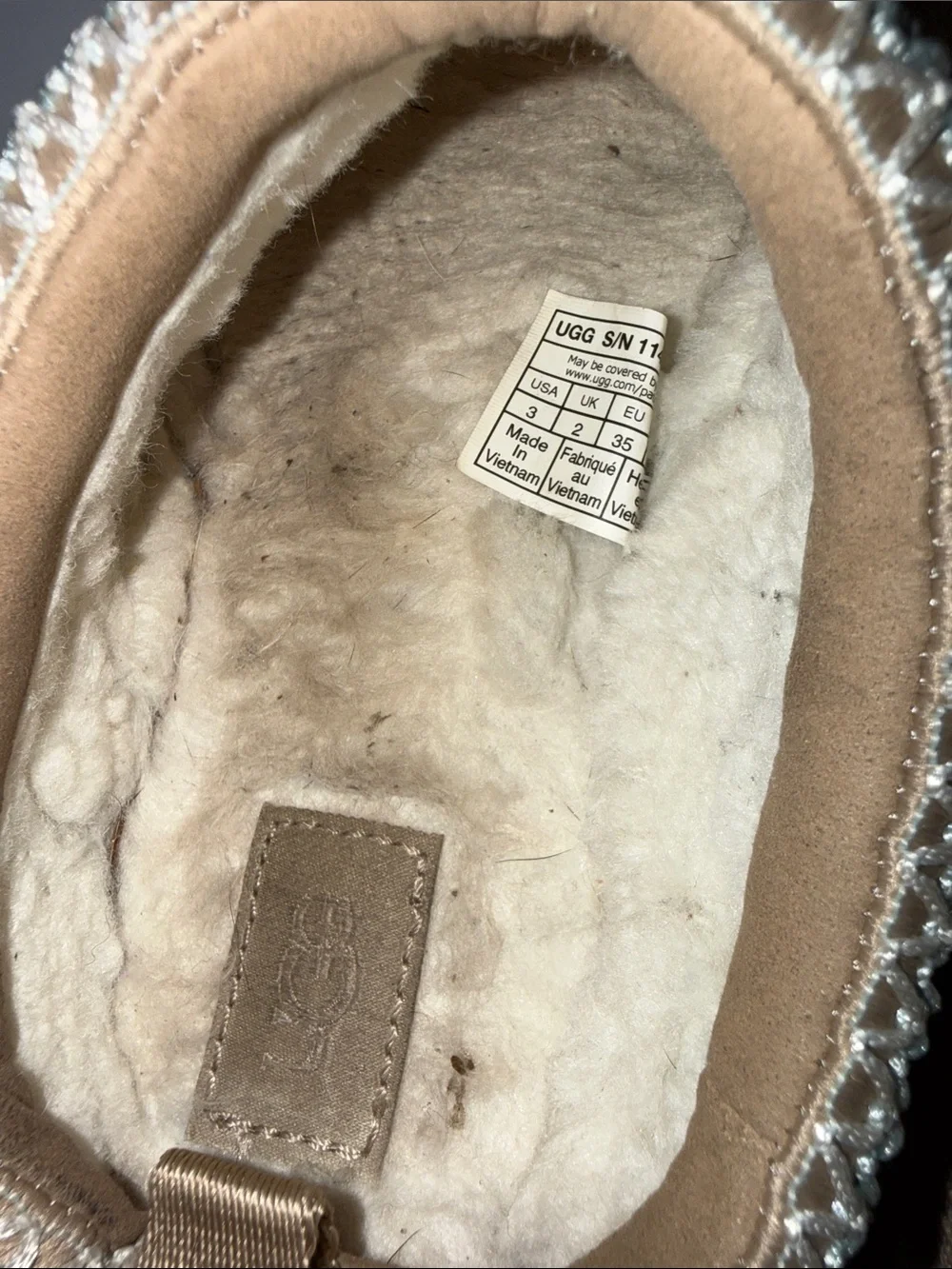 UGG Kids Tan Suede Slip-On Clog with Trim